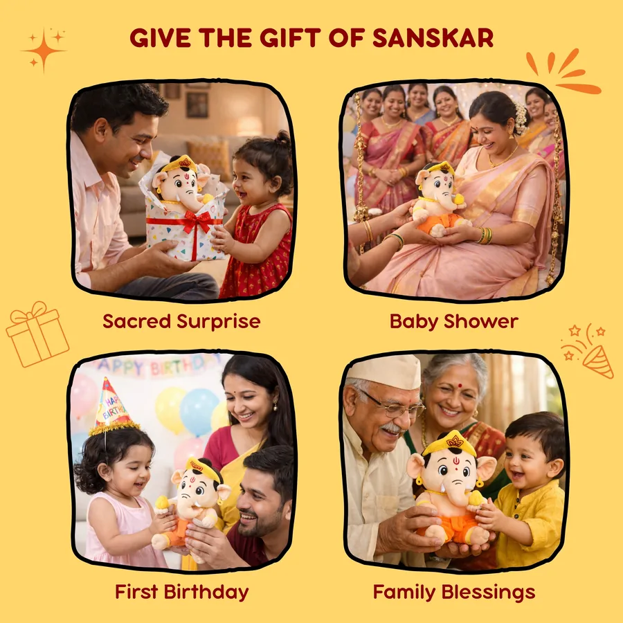 Mantra Ganesha gifted at a baby shower, first birthday and family blessing
