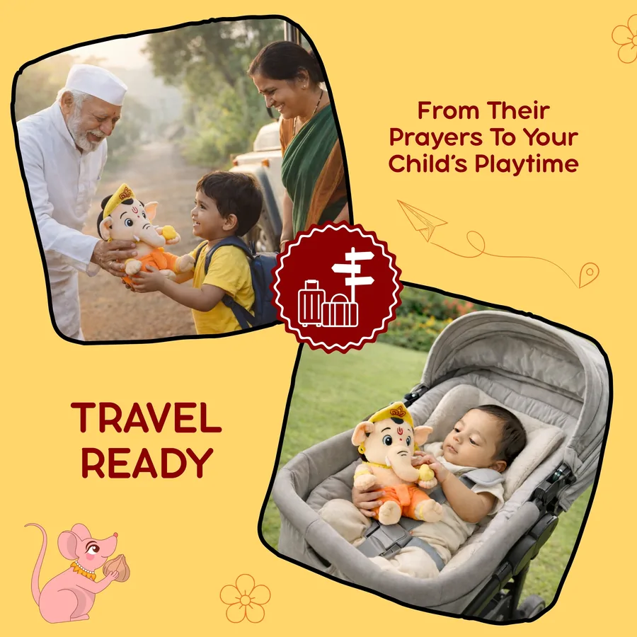 Mantra Ganesha being carried while travelling and in a stroller